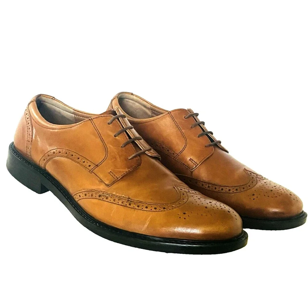 Johnston Murphy Wingtip Shoes 1862 Brogue 11.5 Mens Derby Tan Brown India Preppy